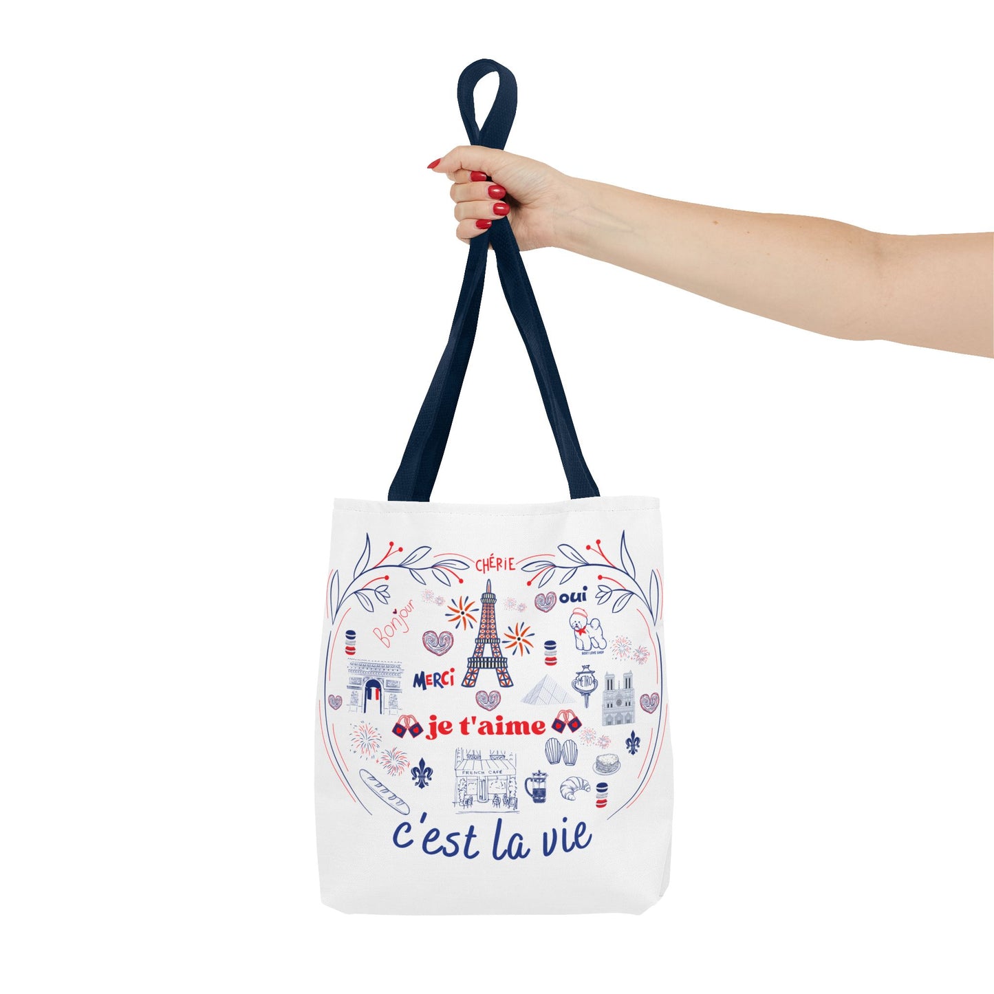 Chic Parisian Tote Bag | C'est La Vie Design | Gift for Travelers, Shopping, Beach, Eco-Friendly Bag