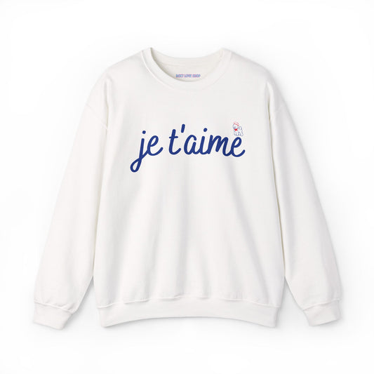 Je t’aime Crewneck Sweatshirt, Cozy Gift for Her, Perfect for Valentine's Day, Casual Wear, Relaxed Style, Love