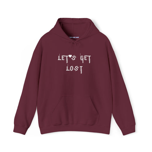 Let's Get Lost Hoodie, Embroidered Unisex Heavy Blend Sweatshirt for Adventurers, Cozy Casual Wear, Travel Gift, Unique Outdoor Apparel
