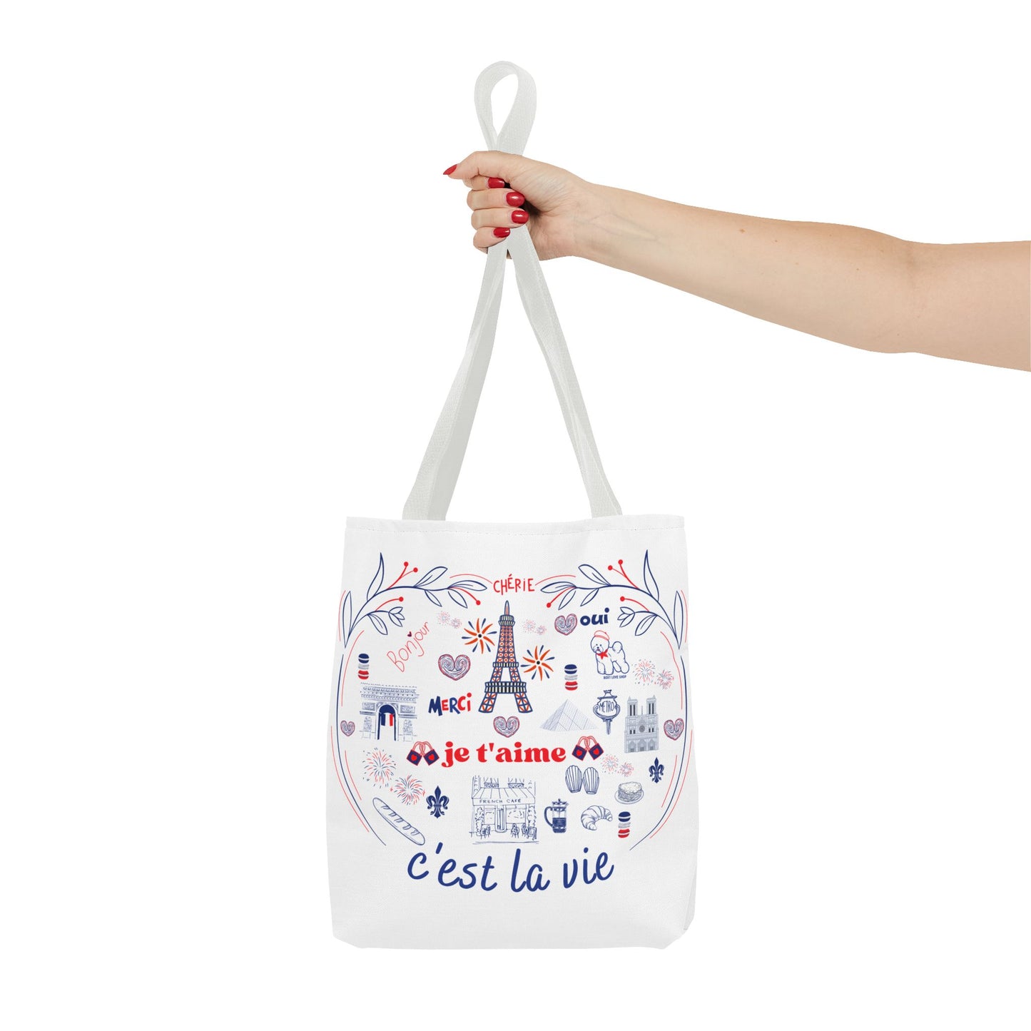 Chic Parisian Tote Bag | C'est La Vie Design | Gift for Travelers, Shopping, Beach, Eco-Friendly Bag