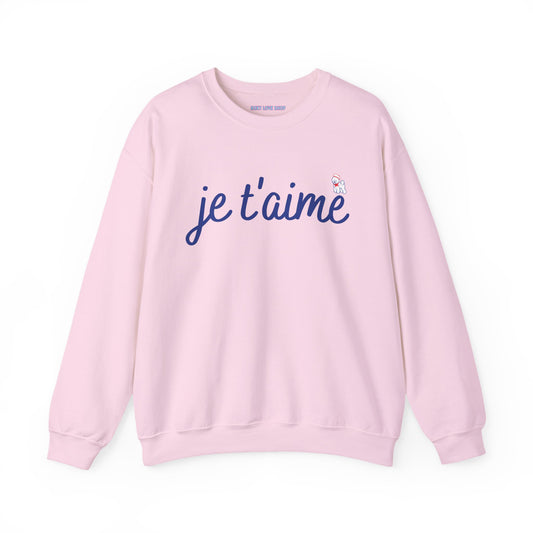 Je t’aime Crewneck Sweatshirt, Cozy Gift for Her, Perfect for Valentine's Day, Casual Wear, Relaxed Style, Love