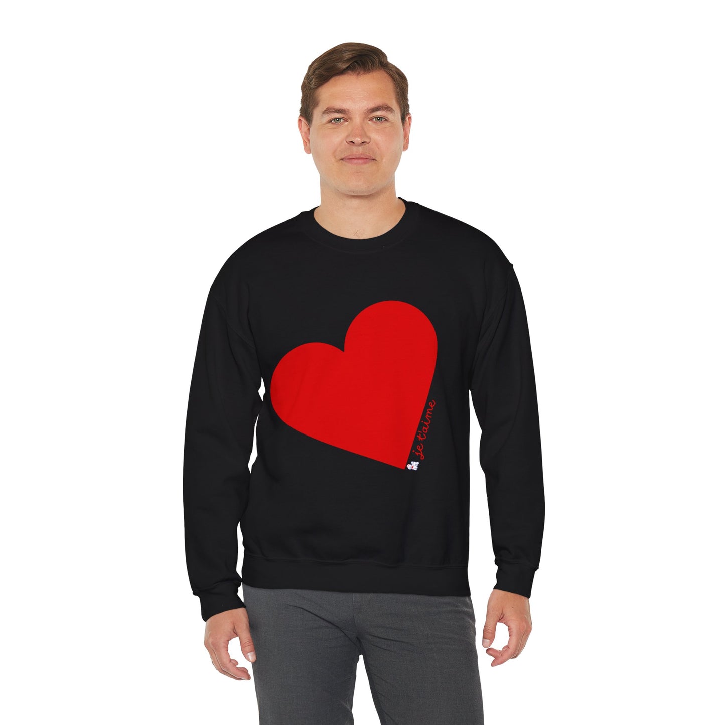 ❤️ Je T’aime Heart Sweater – Romantic French Love Graphic Cozy Crewneck
