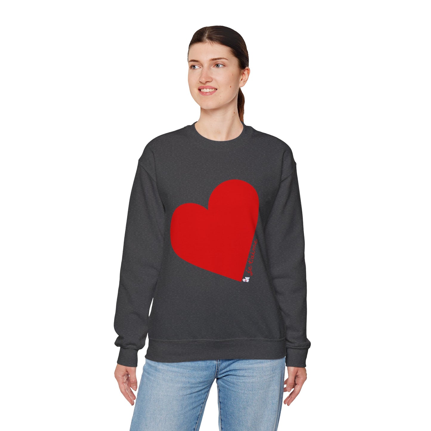 ❤️ Je T’aime Heart Sweater – Romantic French Love Graphic Cozy Crewneck