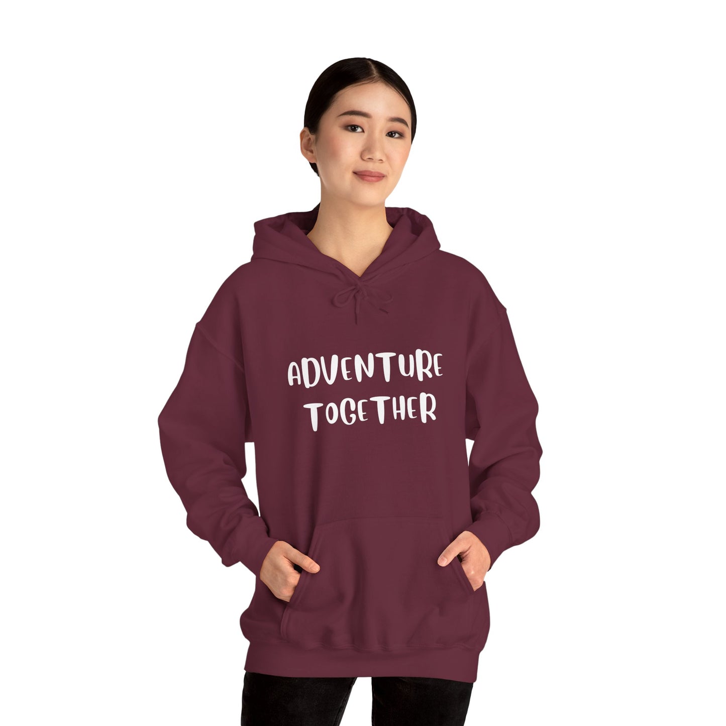 🌍 Adventure Together Hoodie | Embroidered Cozy Unisex Hooded Sweatshirt for All Occasions, Gift for Him/Her, Comfy Apparel, Winter Wardrobe Essential, Casual Chic