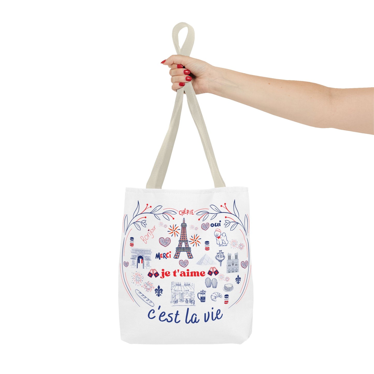 Chic Parisian Tote Bag | C'est La Vie Design | Gift for Travelers, Shopping, Beach, Eco-Friendly Bag