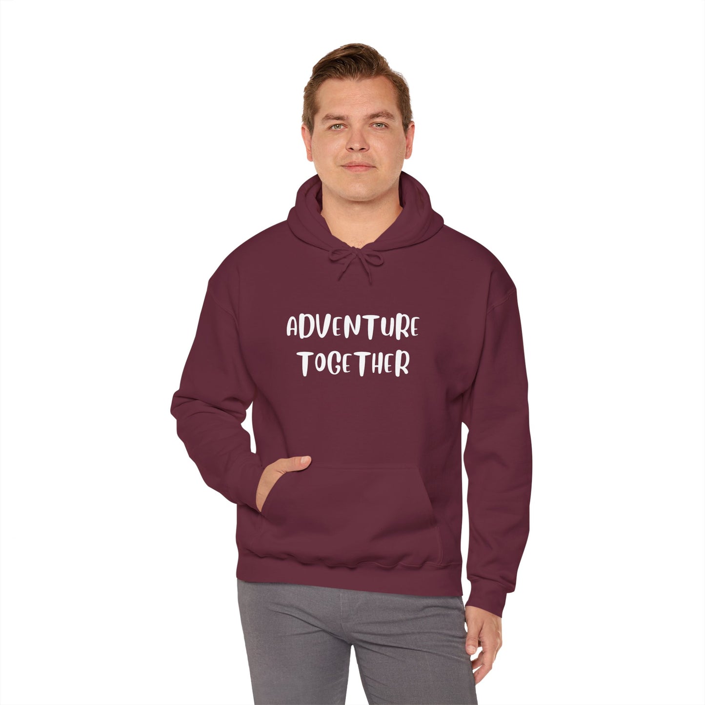 🌍 Adventure Together Hoodie | Embroidered Cozy Unisex Hooded Sweatshirt for All Occasions, Gift for Him/Her, Comfy Apparel, Winter Wardrobe Essential, Casual Chic