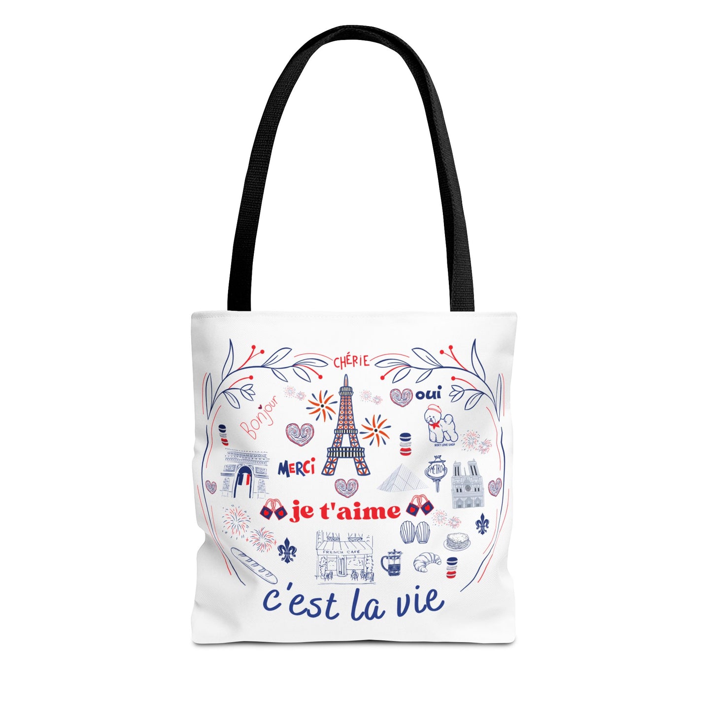 Chic Parisian Tote Bag | C'est La Vie Design | Gift for Travelers, Shopping, Beach, Eco-Friendly Bag