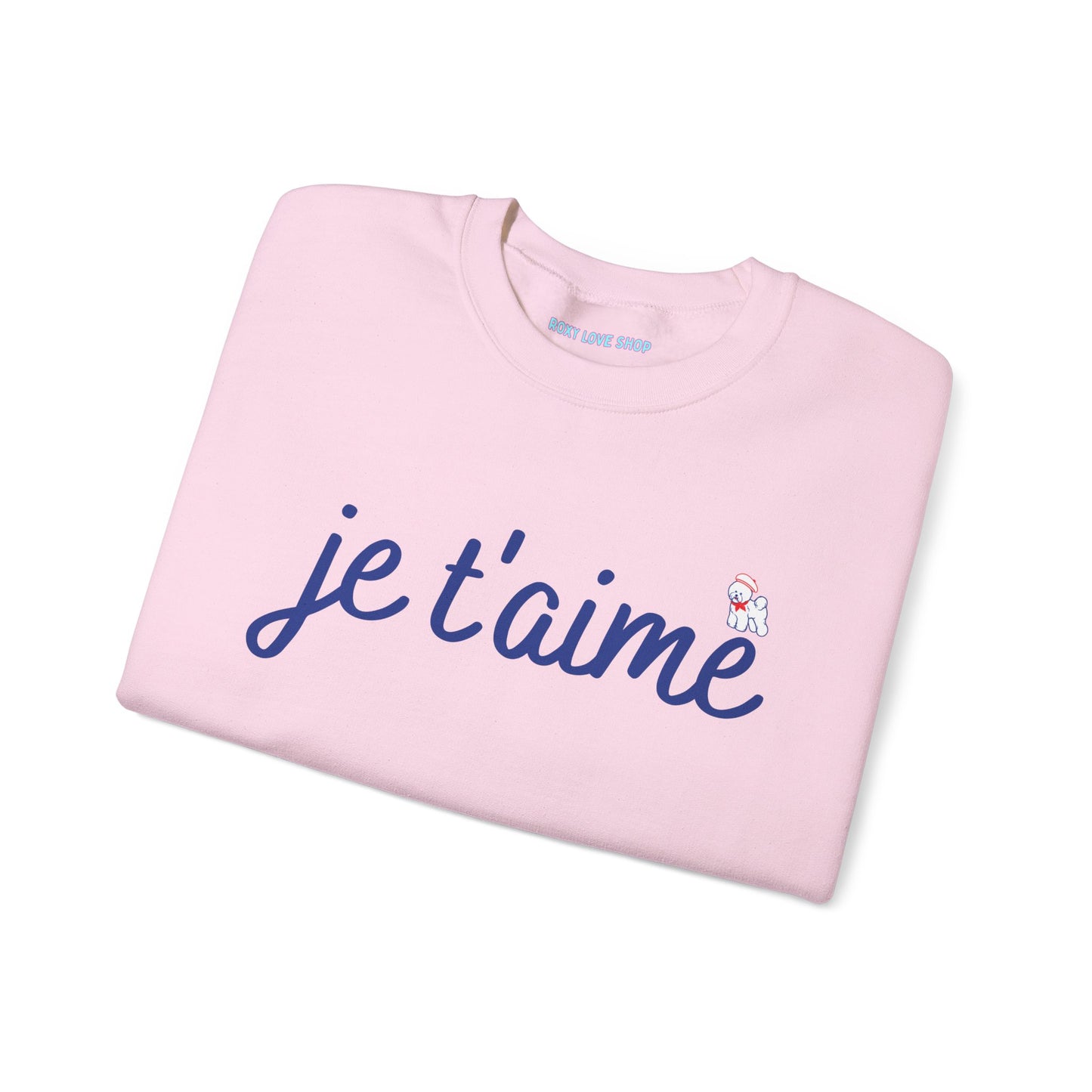Je t’aime Crewneck Sweatshirt, Cozy Gift for Her, Perfect for Valentine's Day, Casual Wear, Relaxed Style, Love