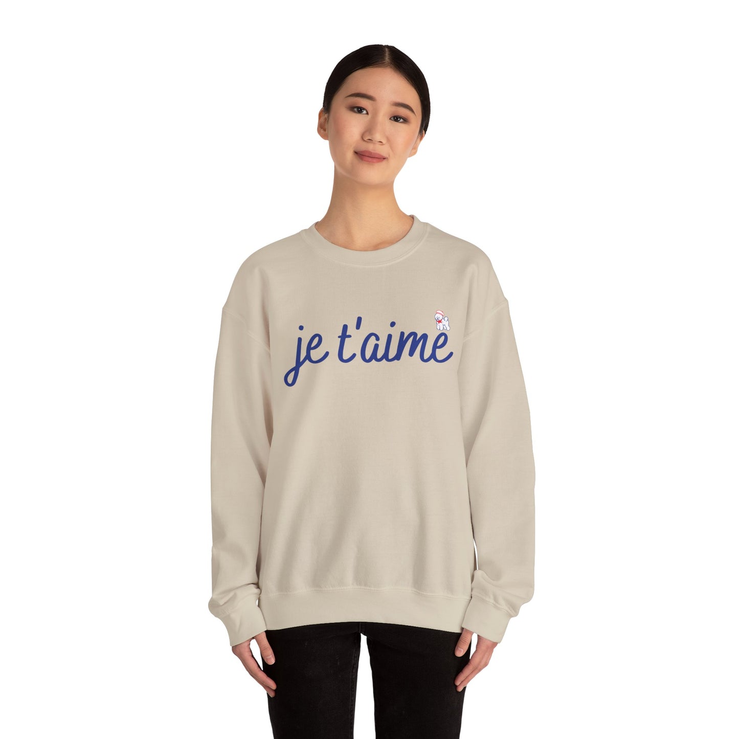 Je t’aime Crewneck Sweatshirt, Cozy Gift for Her, Perfect for Valentine's Day, Casual Wear, Relaxed Style, Love