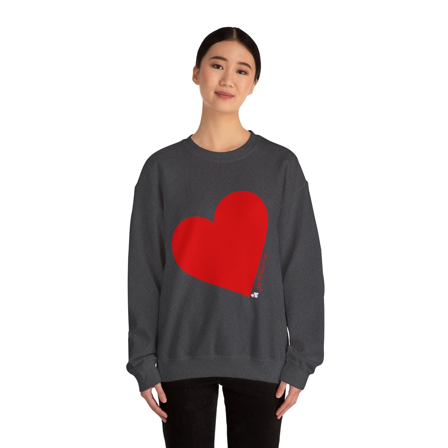 ❤️ Je T’aime Heart Sweater – Romantic French Love Graphic Cozy Crewneck