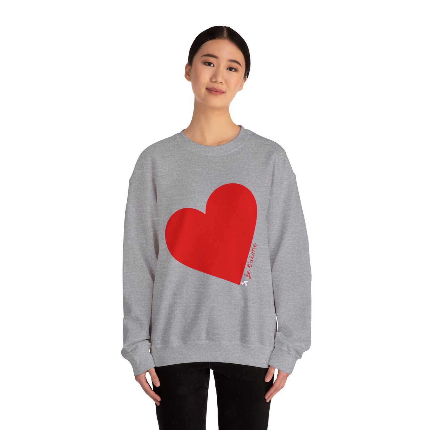 ❤️ Je T’aime Heart Sweater – Romantic French Love Graphic Cozy Crewneck