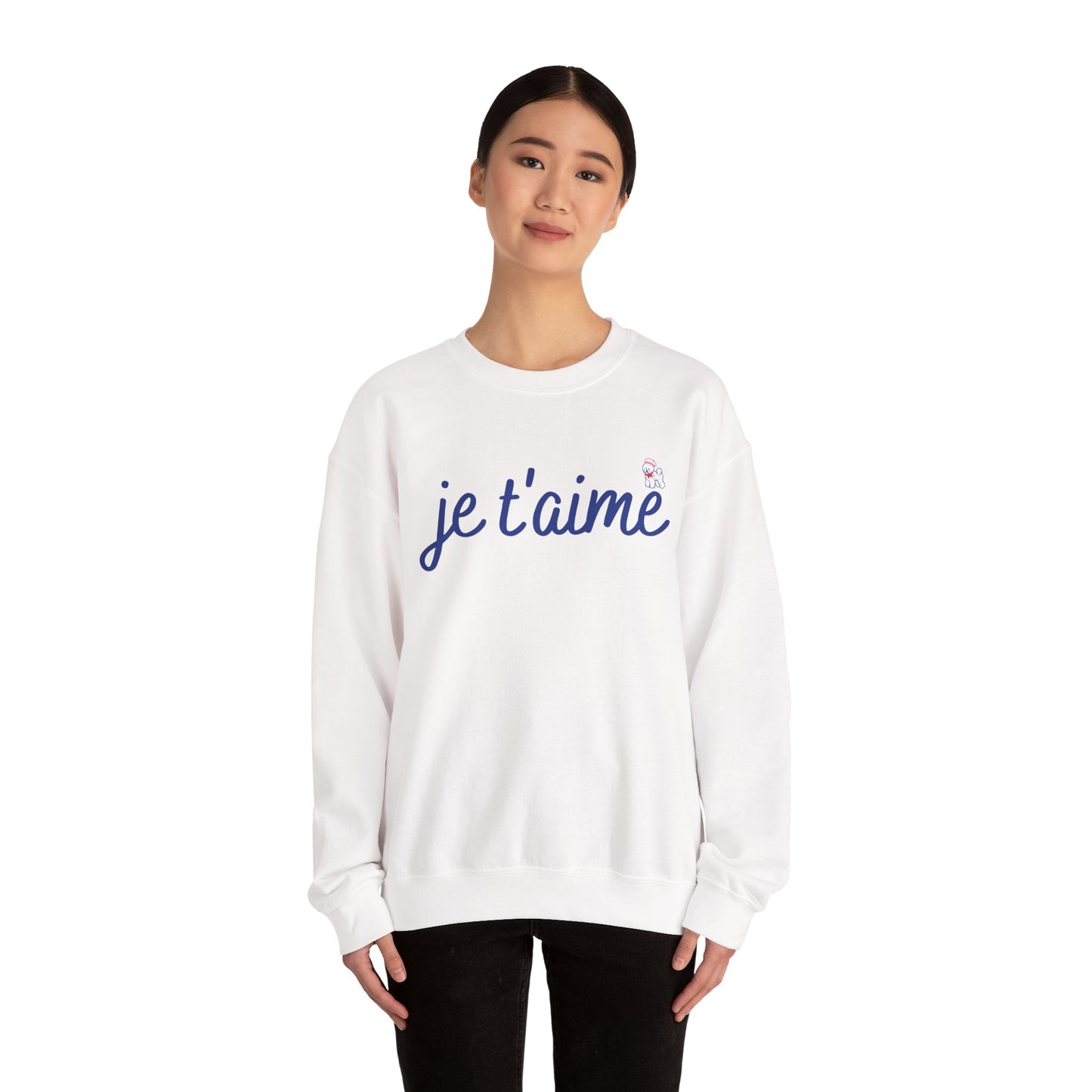 Je t’aime Crewneck Sweatshirt, Cozy Gift for Her, Perfect for Valentine's Day, Casual Wear, Relaxed Style, Love