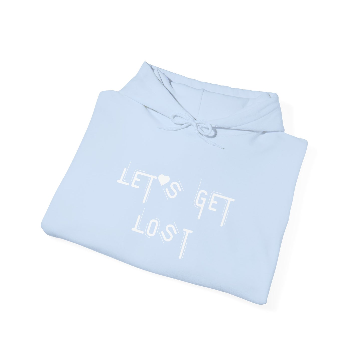 Let's Get Lost Hoodie, Embroidered Unisex Heavy Blend Sweatshirt for Adventurers, Cozy Casual Wear, Travel Gift, Unique Outdoor Apparel