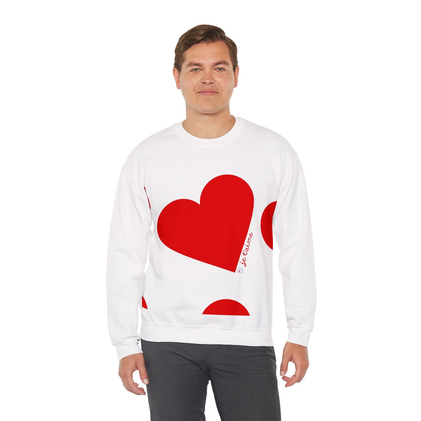 ❤️ Je T’aime Heart Sweater – Romantic French Love Graphic Cozy Crewneck