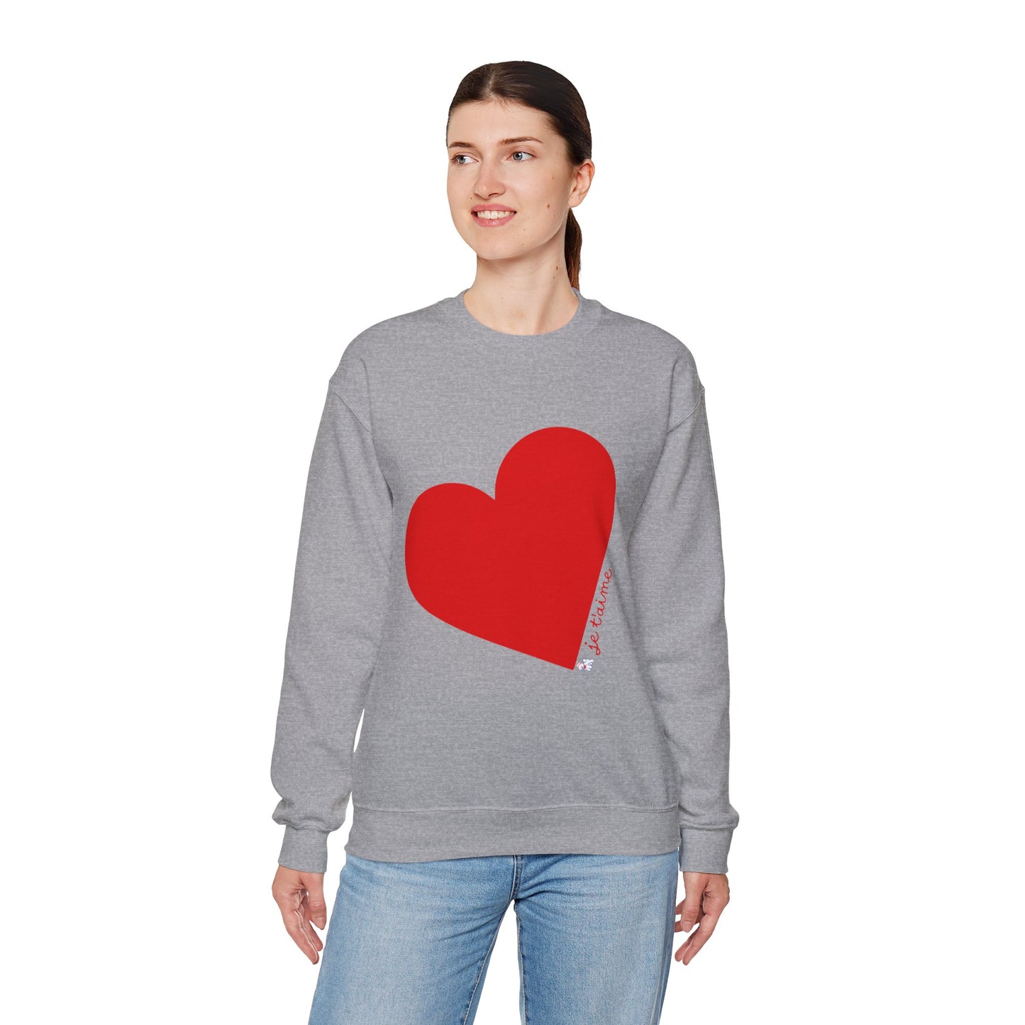 ❤️ Je T’aime Heart Sweater – Romantic French Love Graphic Cozy Crewneck