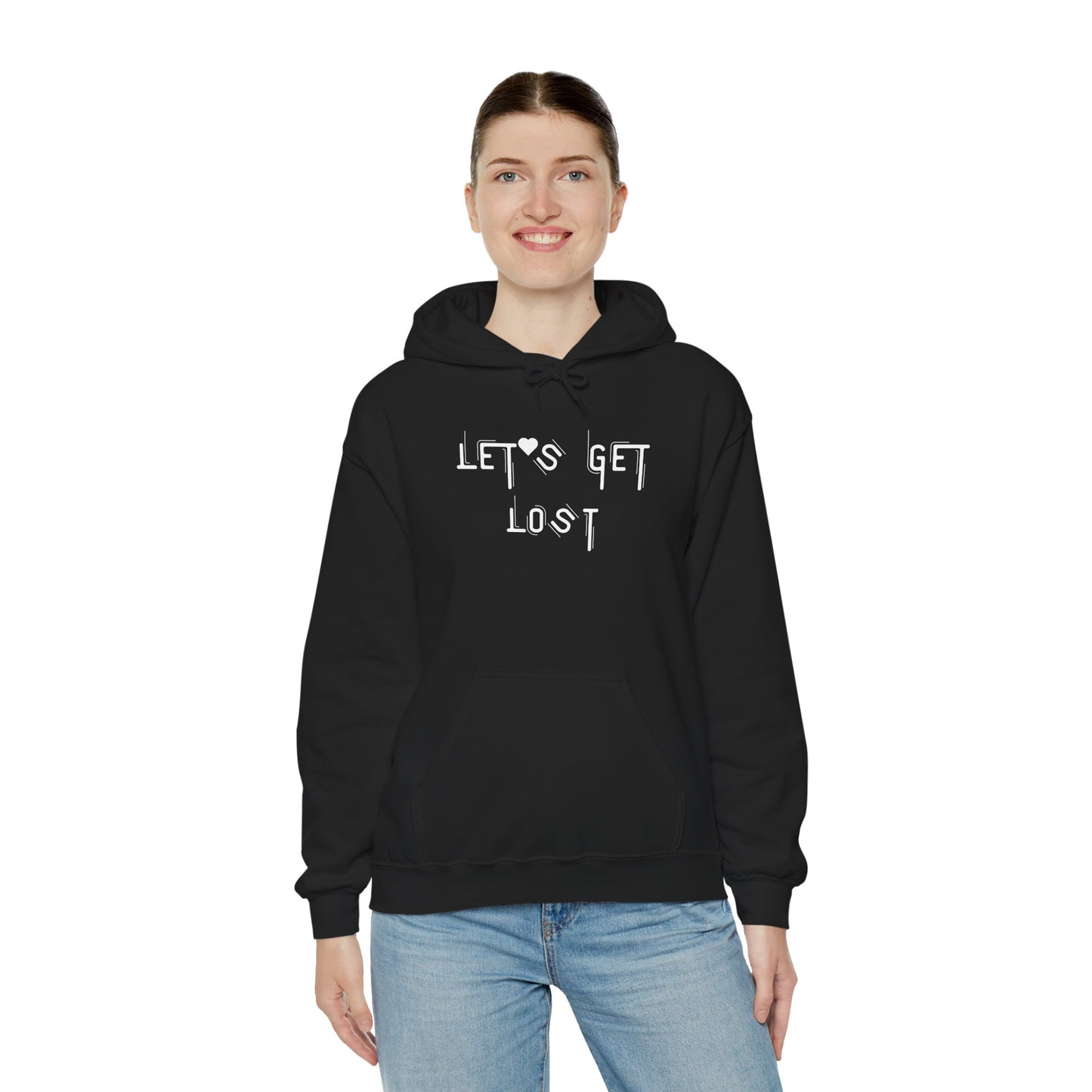 Let's Get Lost Hoodie, Embroidered Unisex Heavy Blend Sweatshirt for Adventurers, Cozy Casual Wear, Travel Gift, Unique Outdoor Apparel