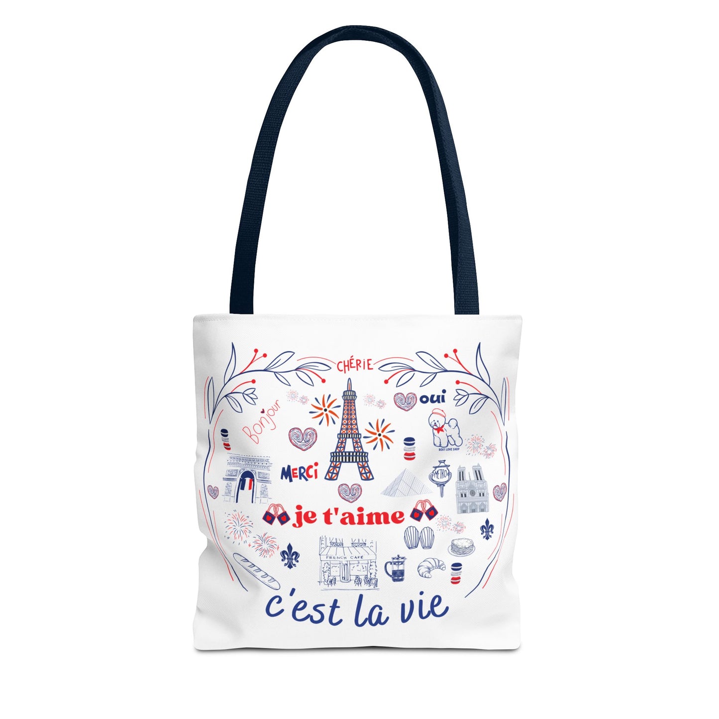 Chic Parisian Tote Bag | C'est La Vie Design | Gift for Travelers, Shopping, Beach, Eco-Friendly Bag