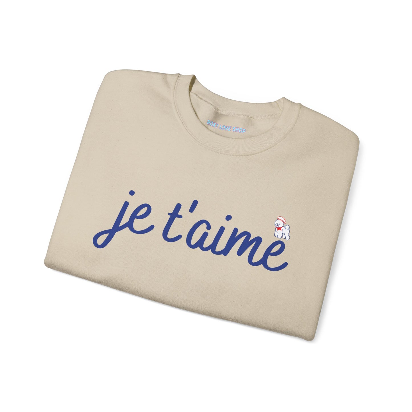 Je t’aime Crewneck Sweatshirt, Cozy Gift for Her, Perfect for Valentine's Day, Casual Wear, Relaxed Style, Love