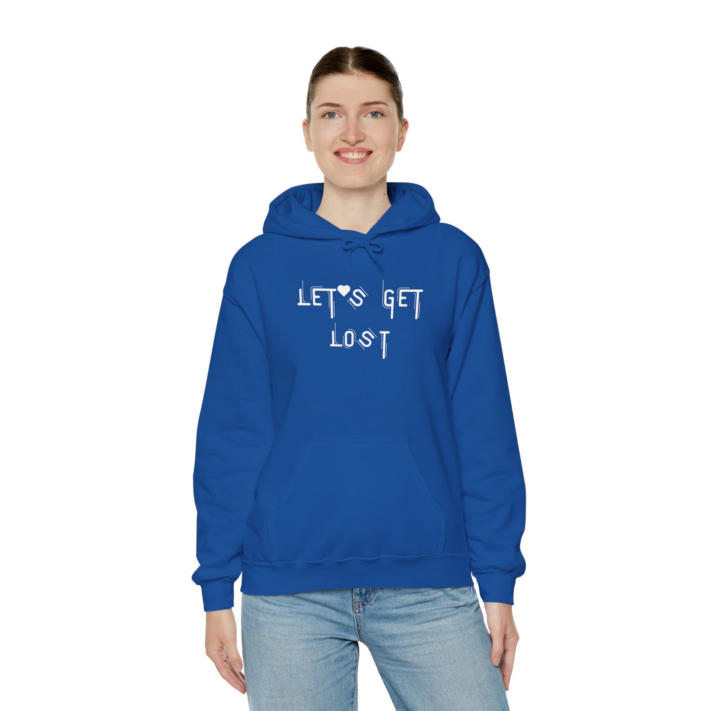 Let's Get Lost Hoodie, Embroidered Unisex Heavy Blend Sweatshirt for Adventurers, Cozy Casual Wear, Travel Gift, Unique Outdoor Apparel