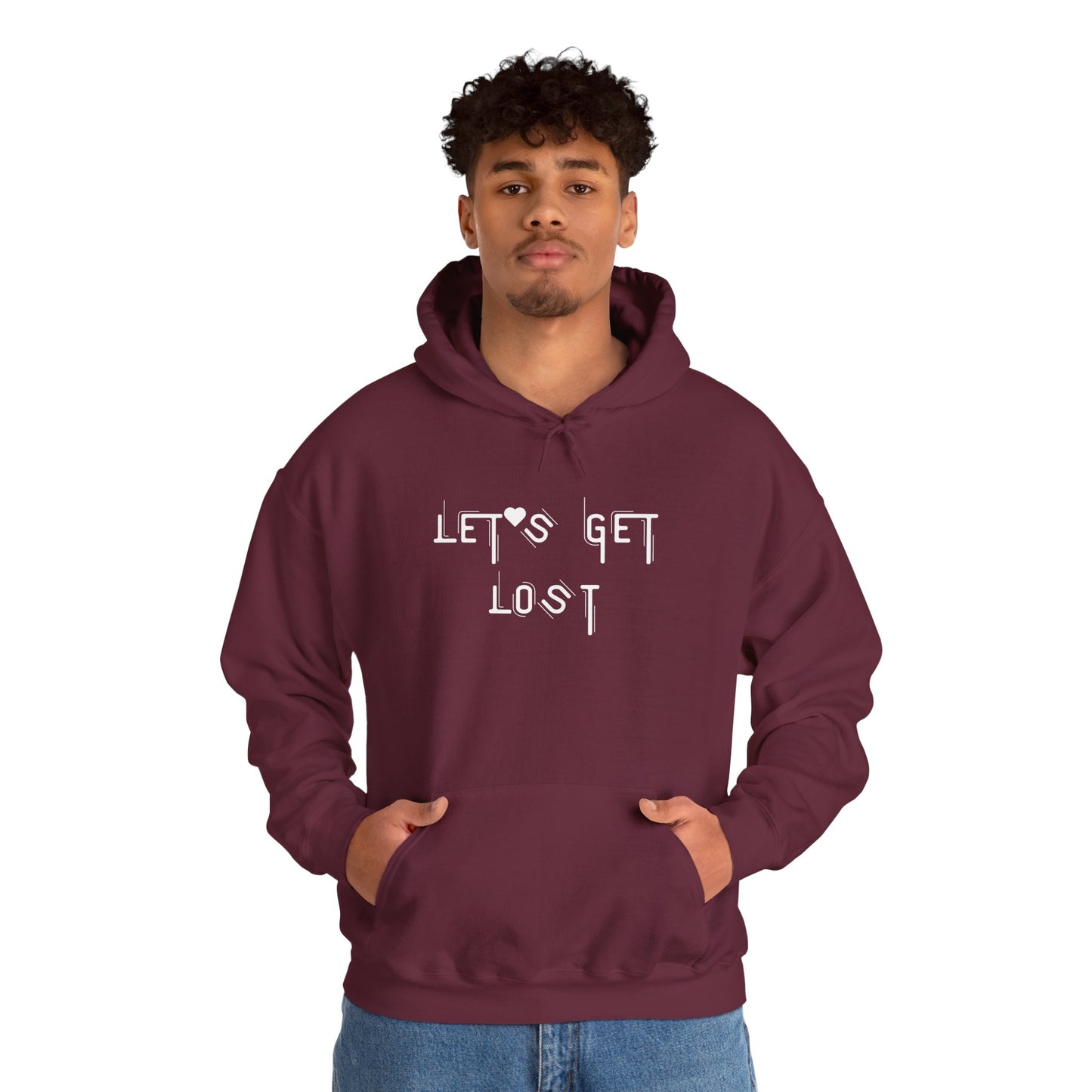 Let's Get Lost Hoodie, Embroidered Unisex Heavy Blend Sweatshirt for Adventurers, Cozy Casual Wear, Travel Gift, Unique Outdoor Apparel