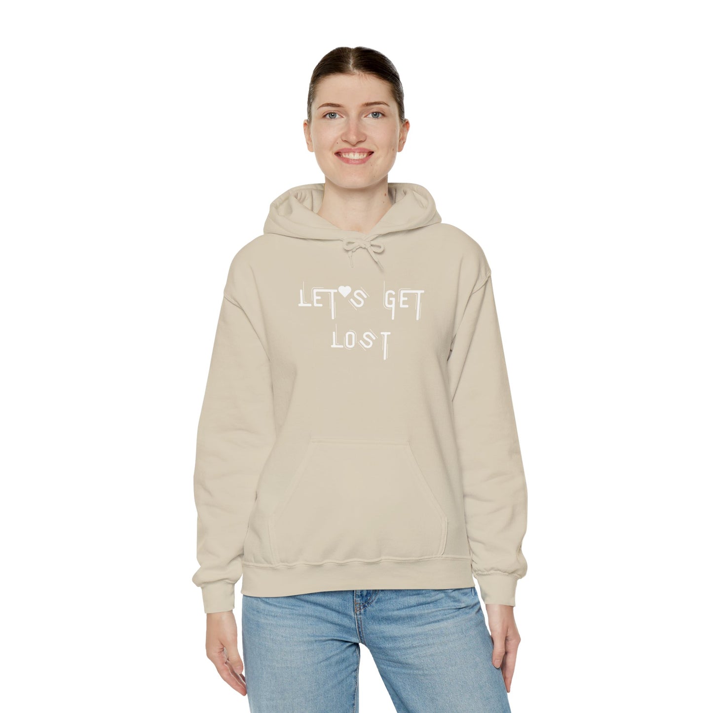 Let's Get Lost Hoodie, Embroidered Unisex Heavy Blend Sweatshirt for Adventurers, Cozy Casual Wear, Travel Gift, Unique Outdoor Apparel