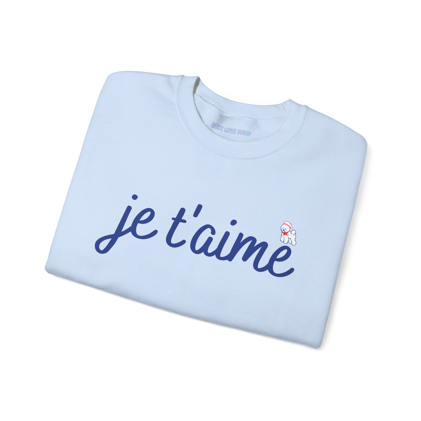 Je t’aime Crewneck Sweatshirt, Cozy Gift for Her, Perfect for Valentine's Day, Casual Wear, Relaxed Style, Love