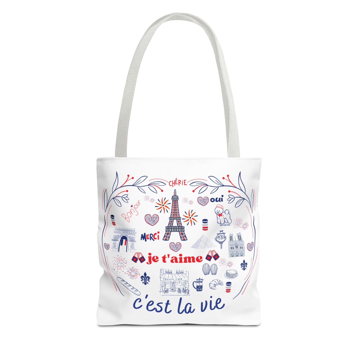Chic Parisian Tote Bag | C'est La Vie Design | Gift for Travelers, Shopping, Beach, Eco-Friendly Bag