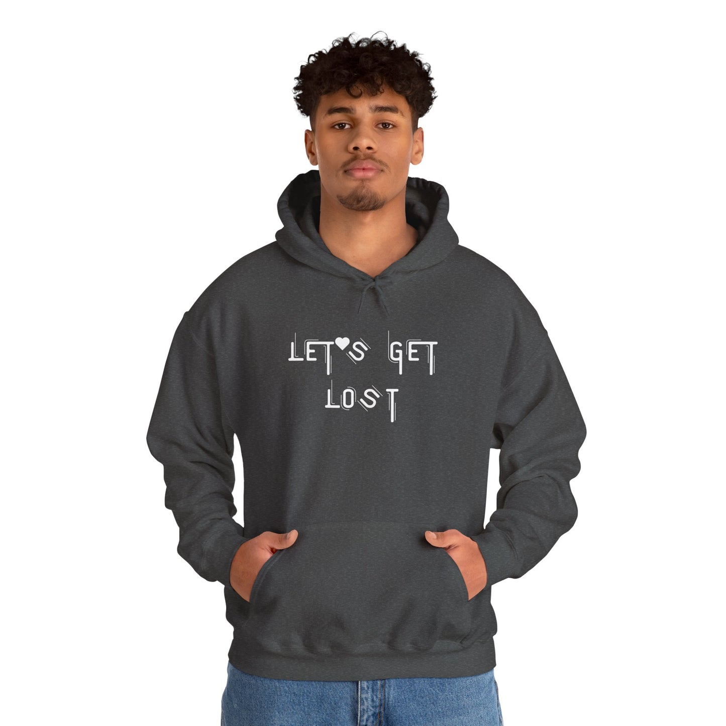 Let's Get Lost Hoodie, Embroidered Unisex Heavy Blend Sweatshirt for Adventurers, Cozy Casual Wear, Travel Gift, Unique Outdoor Apparel