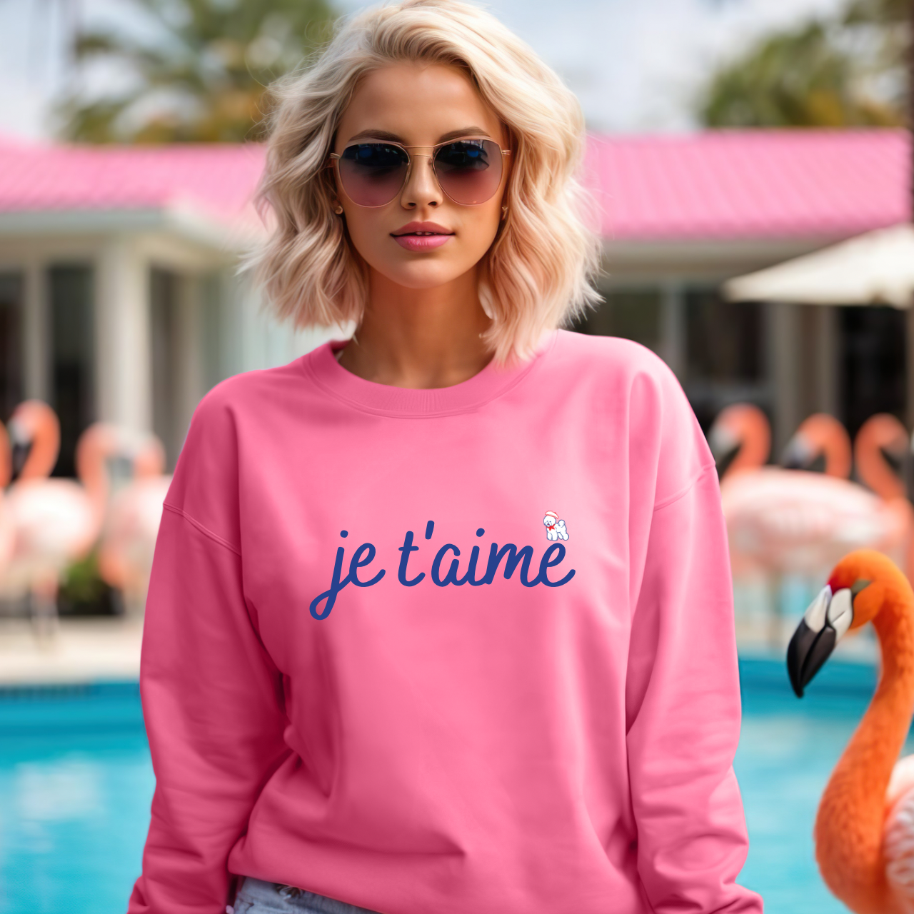 Je t’aime Crewneck Sweatshirt, Cozy Gift for Her, Perfect for Valentine's Day, Casual Wear, Relaxed Style, Love
