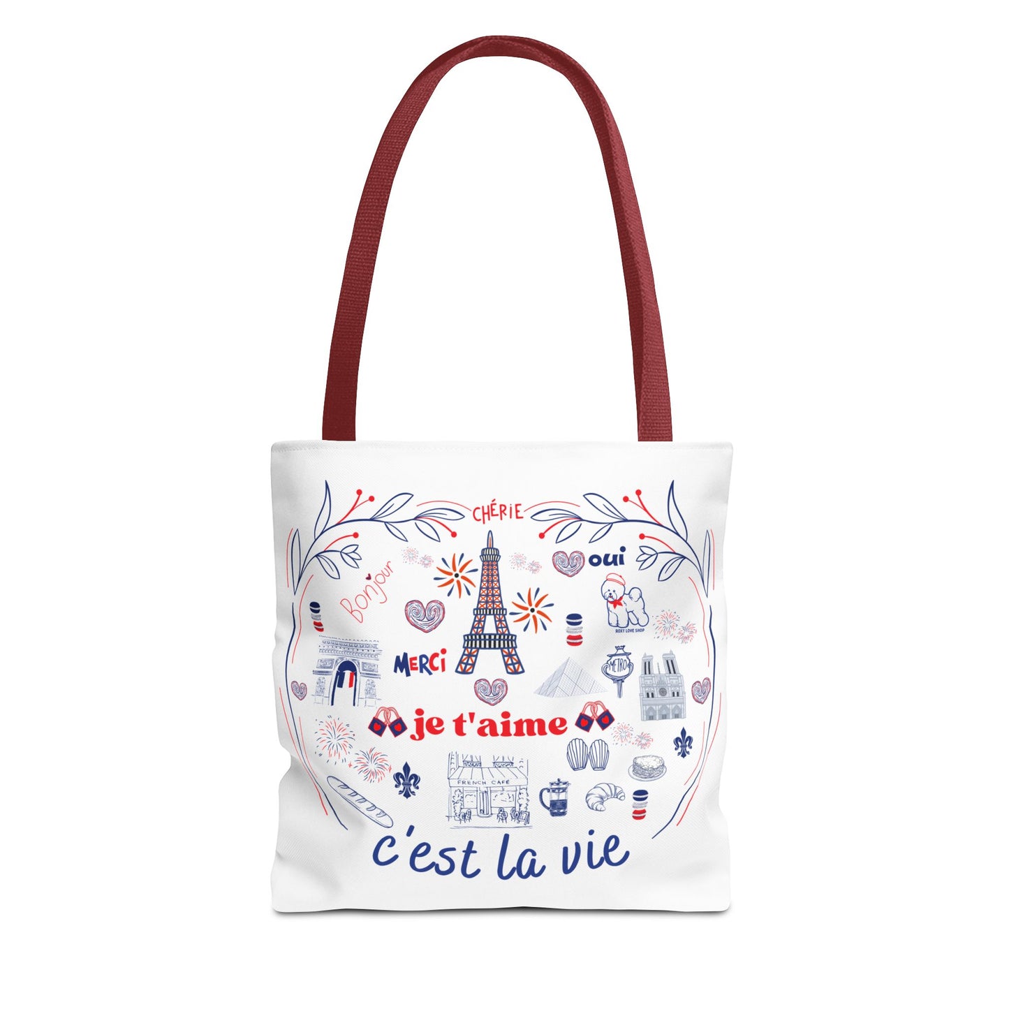 Chic Parisian Tote Bag | C'est La Vie Design | Gift for Travelers, Shopping, Beach, Eco-Friendly Bag