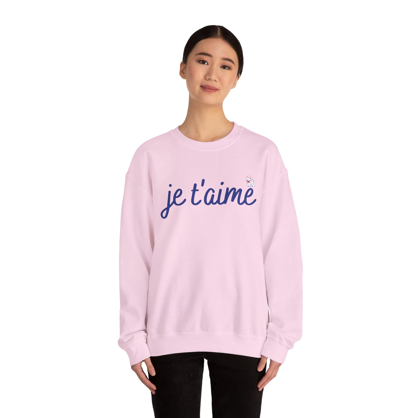 Je t’aime Crewneck Sweatshirt, Cozy Gift for Her, Perfect for Valentine's Day, Casual Wear, Relaxed Style, Love