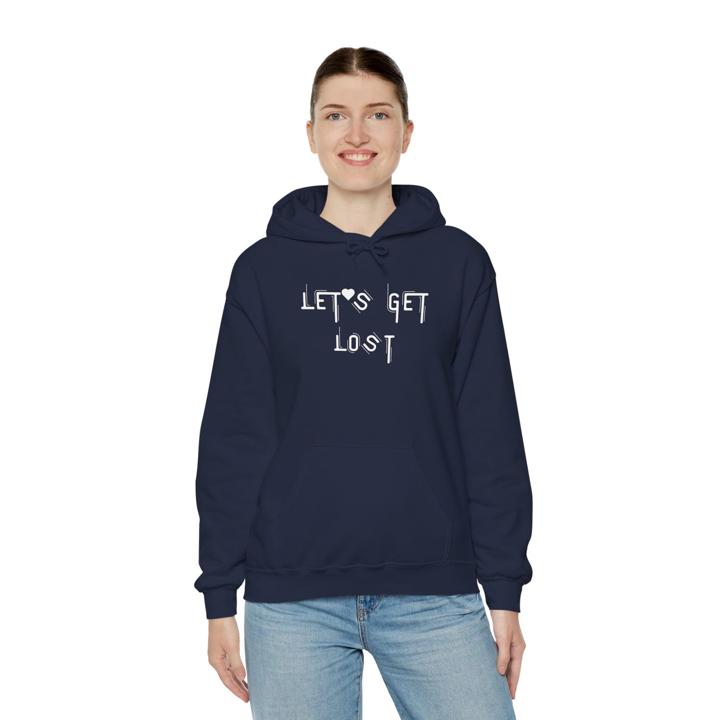 Let's Get Lost Hoodie, Embroidered Unisex Heavy Blend Sweatshirt for Adventurers, Cozy Casual Wear, Travel Gift, Unique Outdoor Apparel