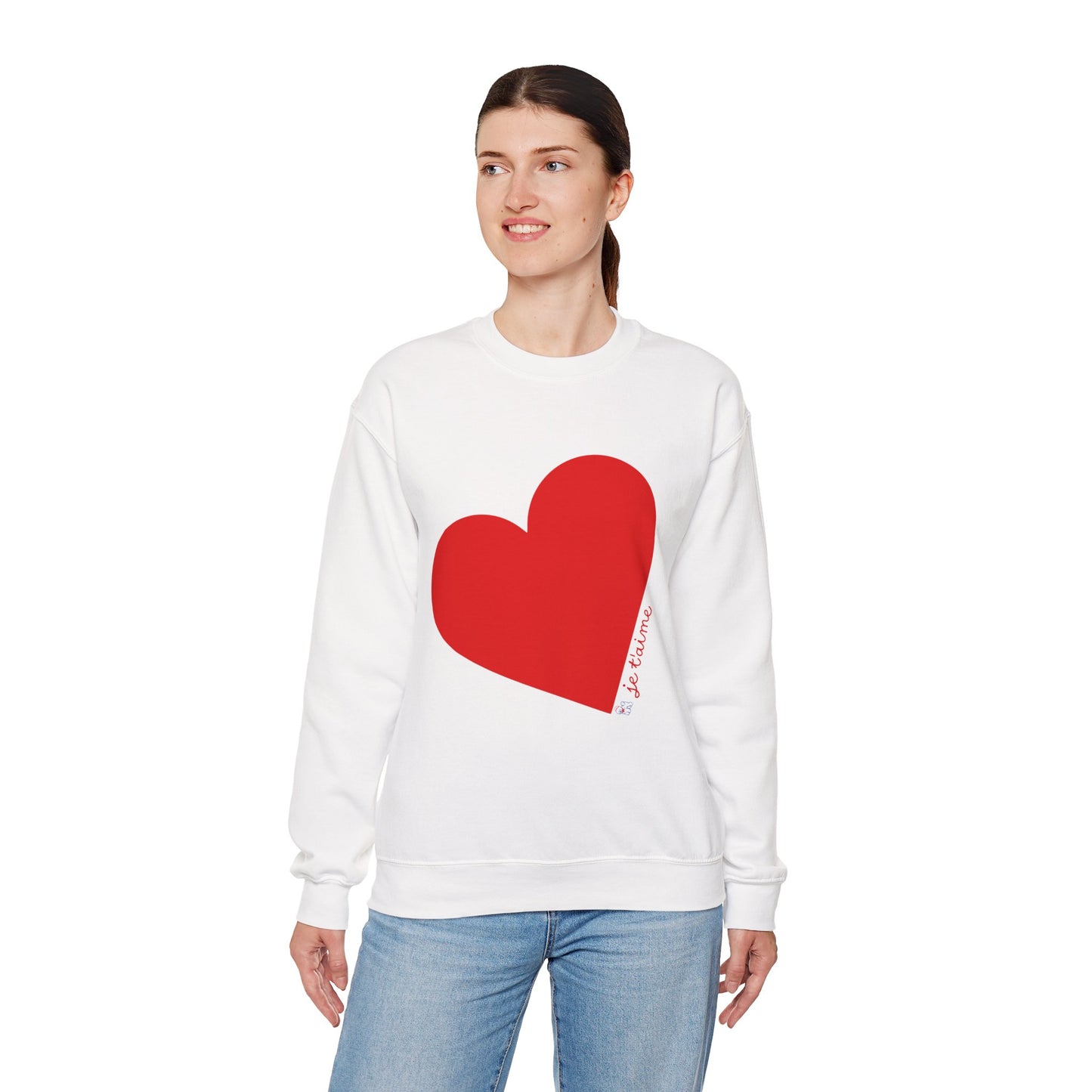 ❤️ Je T’aime Heart Sweater – Romantic French Love Graphic Cozy Crewneck