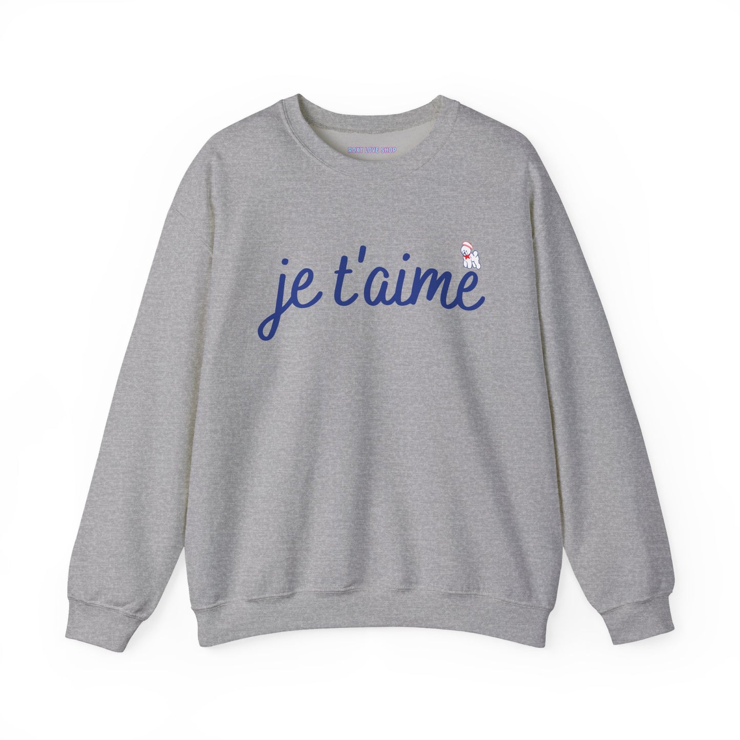 Je t’aime Crewneck Sweatshirt, Cozy Gift for Her, Perfect for Valentine's Day, Casual Wear, Relaxed Style, Love