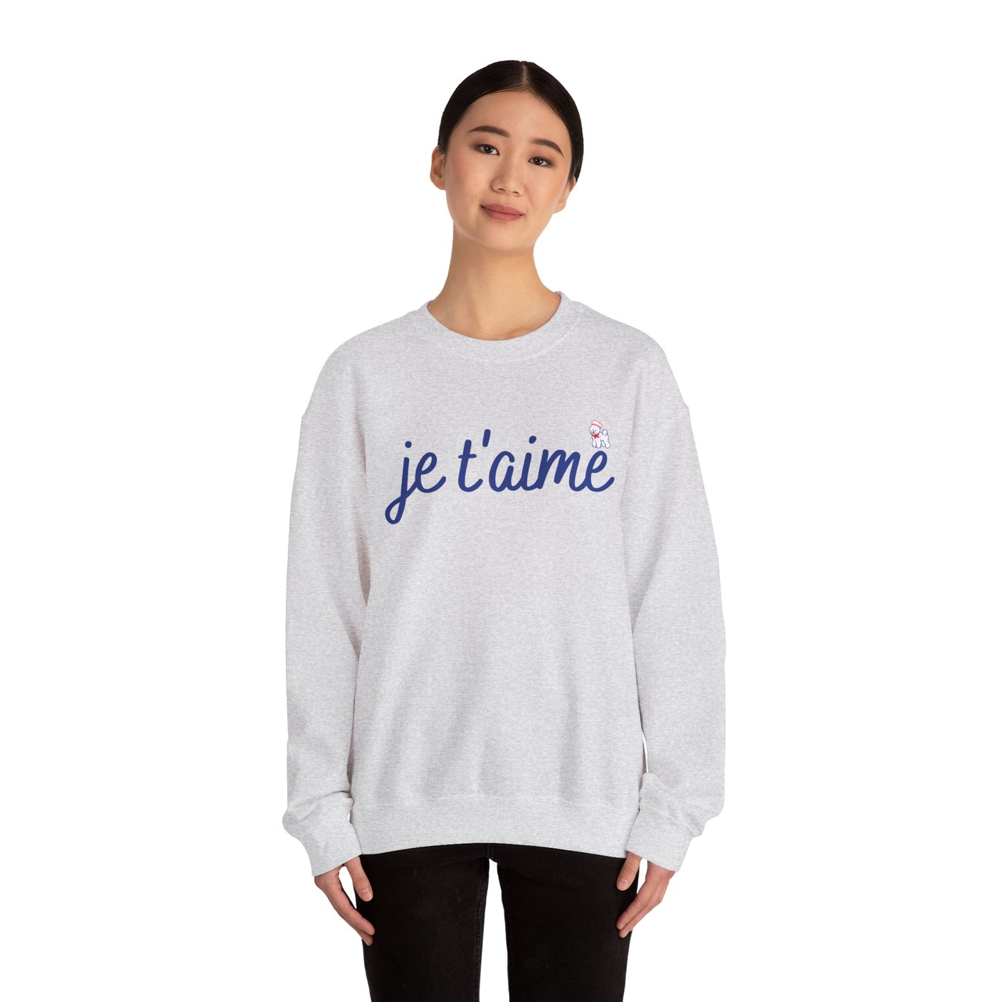 Je t’aime Crewneck Sweatshirt, Cozy Gift for Her, Perfect for Valentine's Day, Casual Wear, Relaxed Style, Love
