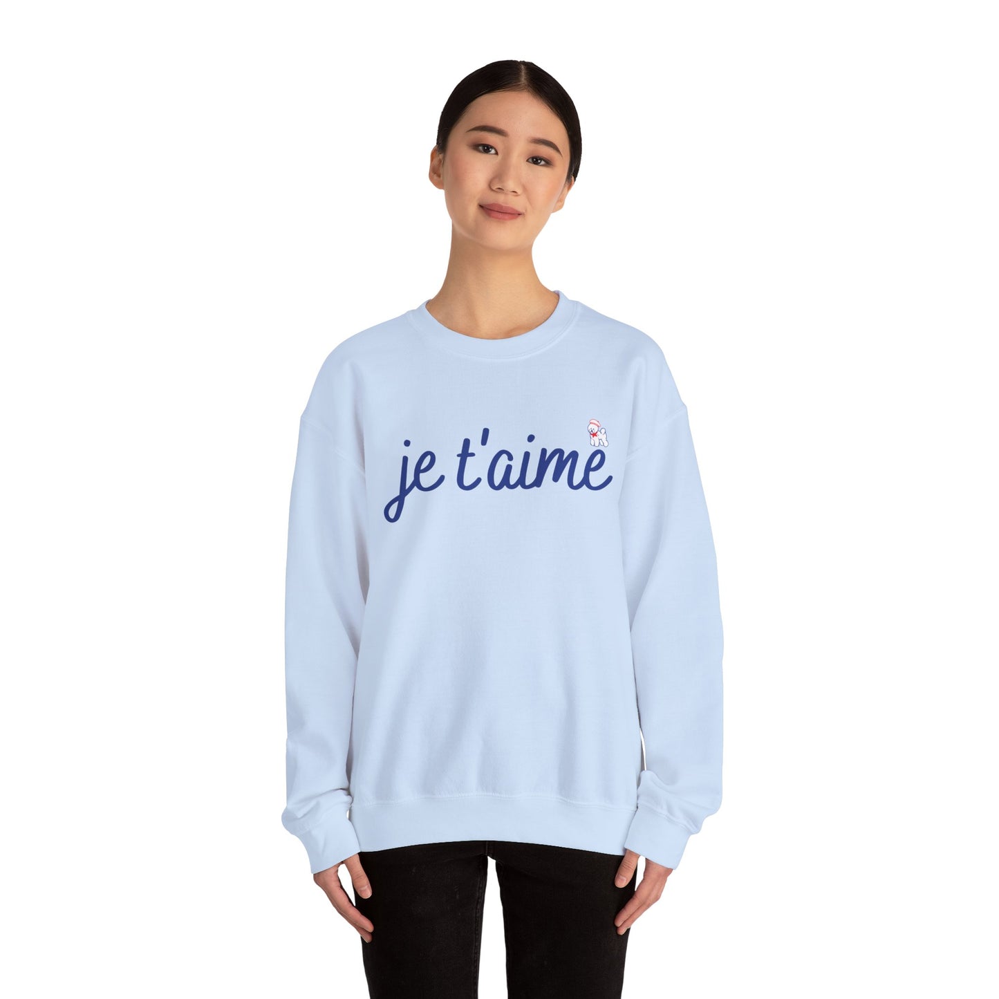 Je t’aime Crewneck Sweatshirt, Cozy Gift for Her, Perfect for Valentine's Day, Casual Wear, Relaxed Style, Love