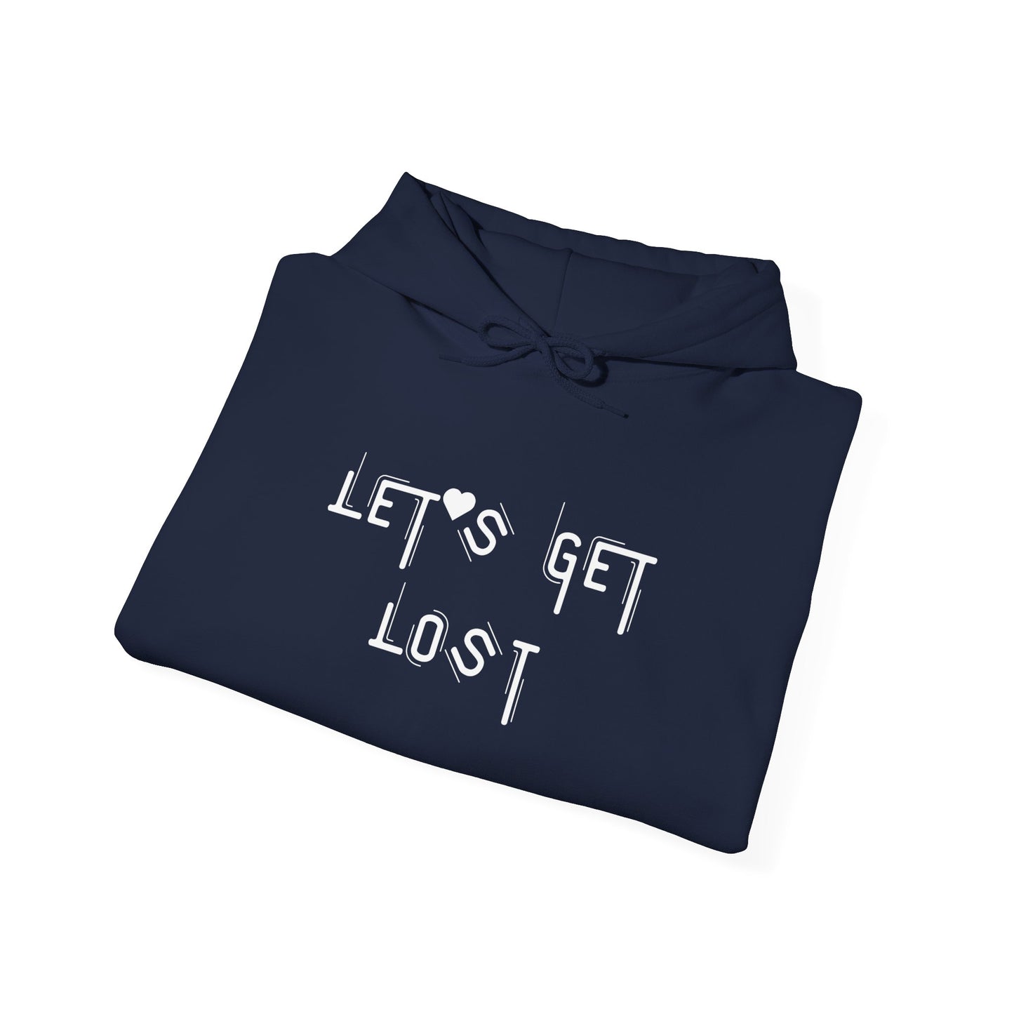 Let's Get Lost Hoodie, Embroidered Unisex Heavy Blend Sweatshirt for Adventurers, Cozy Casual Wear, Travel Gift, Unique Outdoor Apparel