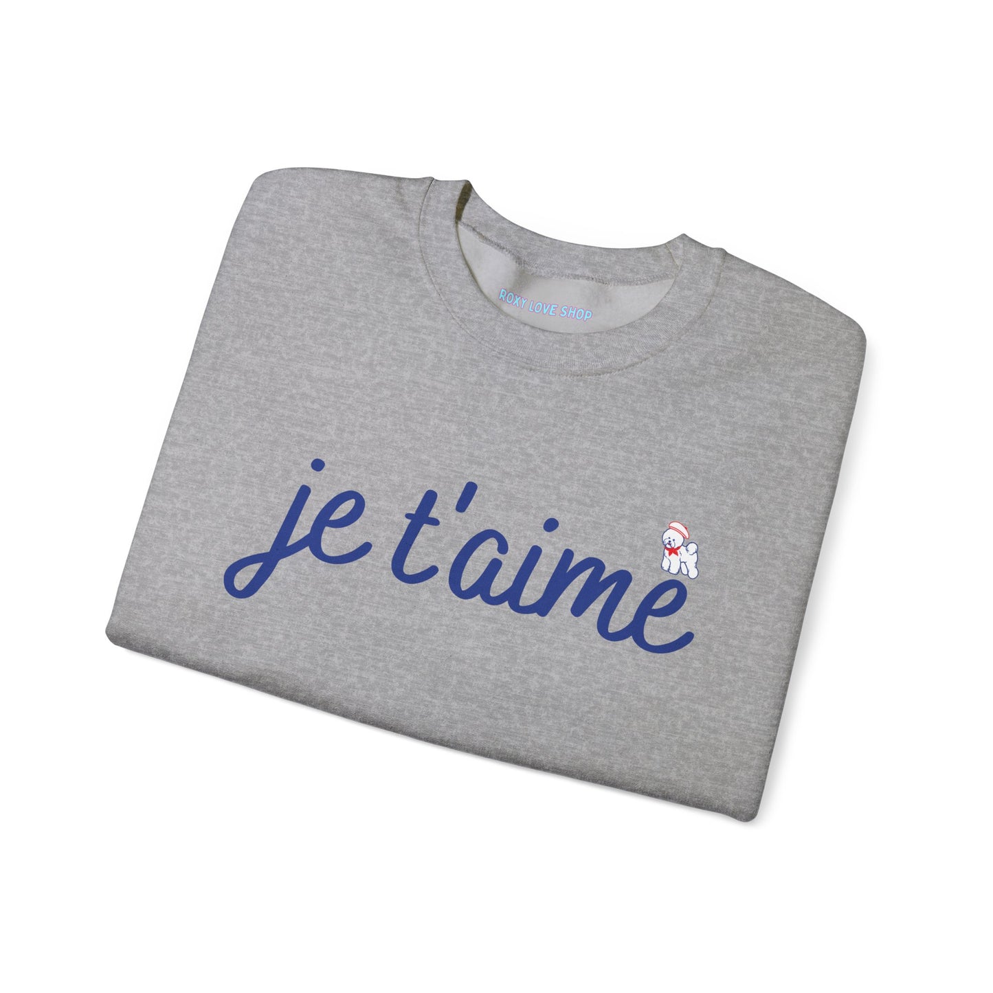 Je t’aime Crewneck Sweatshirt, Cozy Gift for Her, Perfect for Valentine's Day, Casual Wear, Relaxed Style, Love