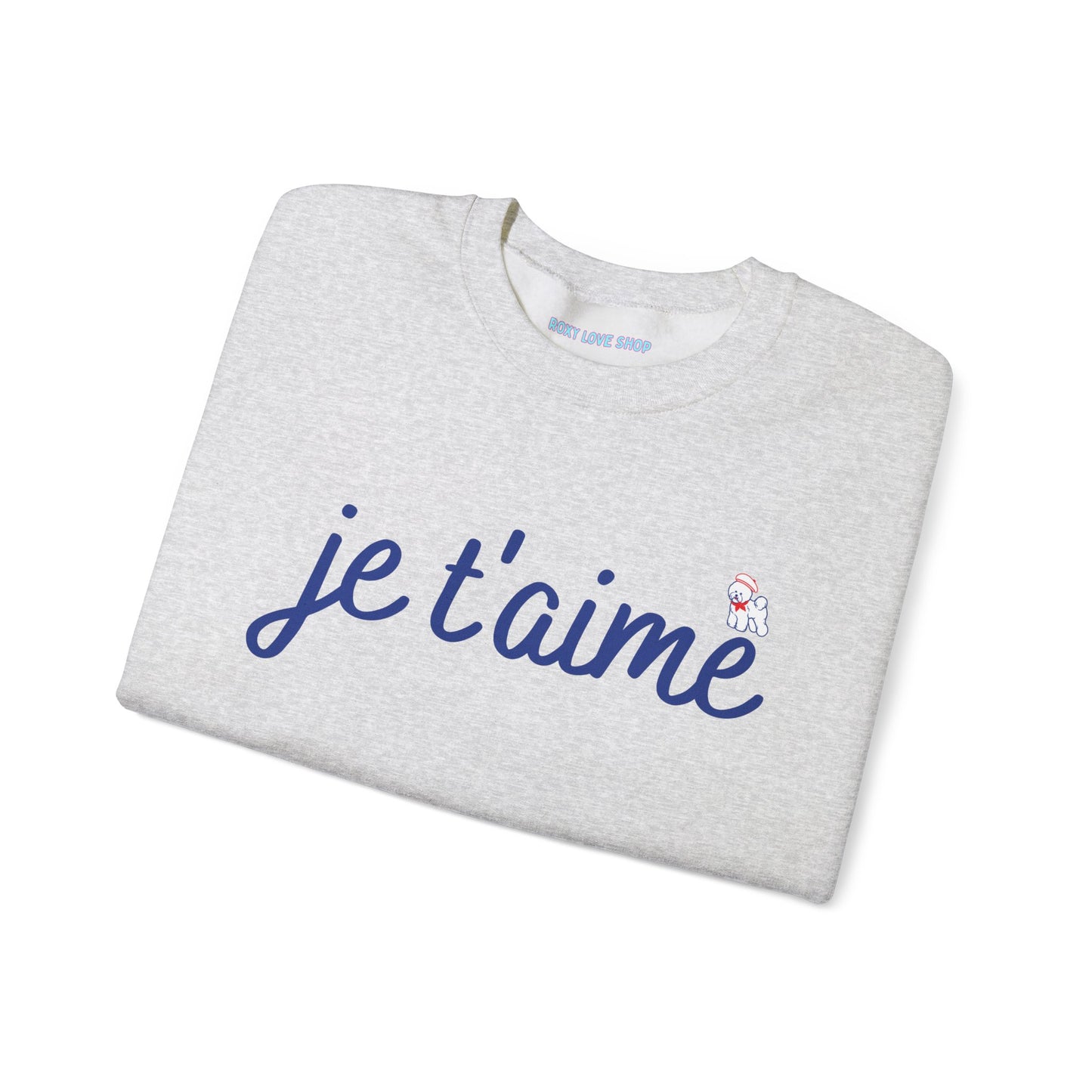 Je t’aime Crewneck Sweatshirt, Cozy Gift for Her, Perfect for Valentine's Day, Casual Wear, Relaxed Style, Love