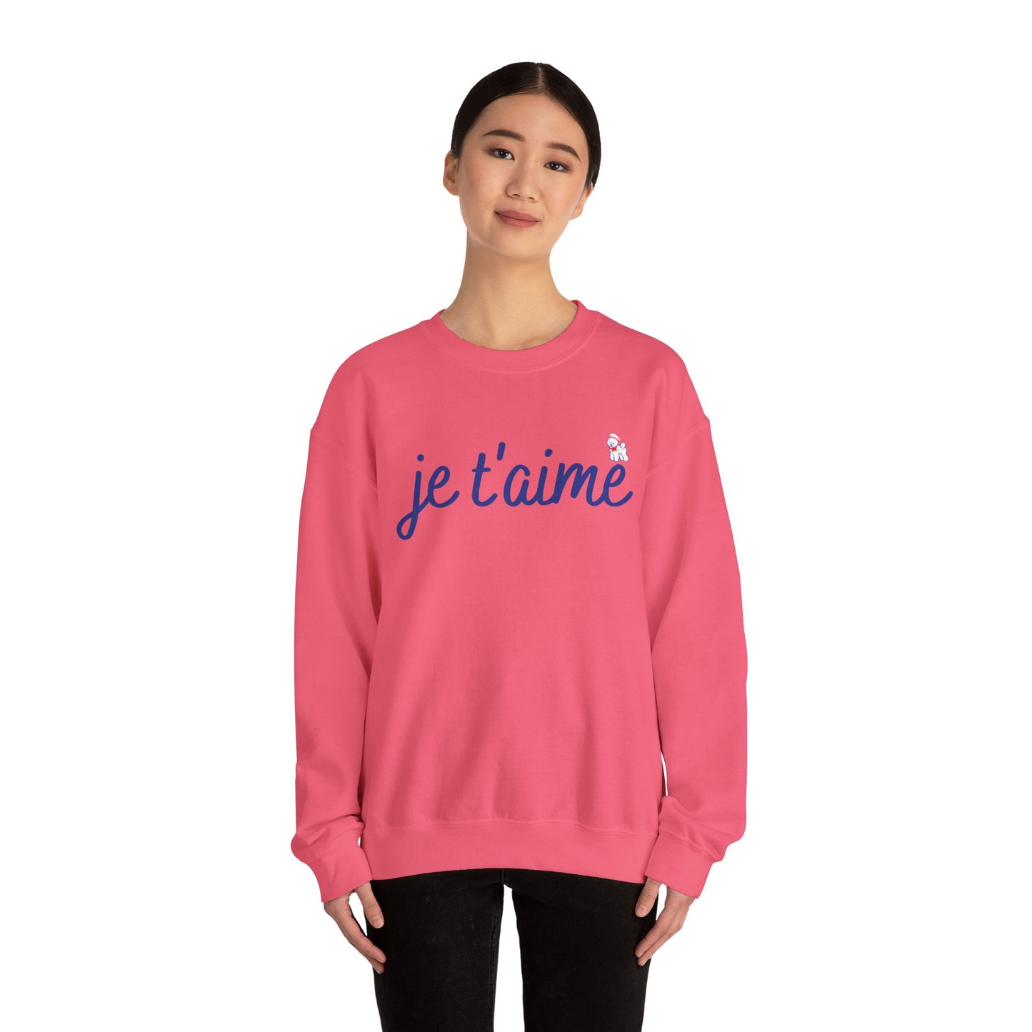 Je t’aime Crewneck Sweatshirt, Cozy Gift for Her, Perfect for Valentine's Day, Casual Wear, Relaxed Style, Love