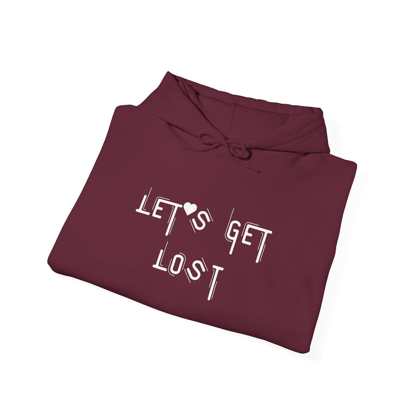 Let's Get Lost Hoodie, Embroidered Unisex Heavy Blend Sweatshirt for Adventurers, Cozy Casual Wear, Travel Gift, Unique Outdoor Apparel