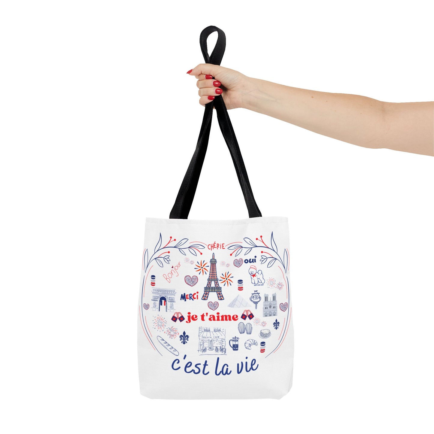 Chic Parisian Tote Bag | C'est La Vie Design | Gift for Travelers, Shopping, Beach, Eco-Friendly Bag