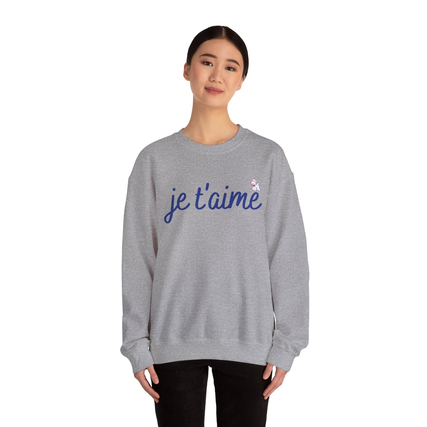 Je t’aime Crewneck Sweatshirt, Cozy Gift for Her, Perfect for Valentine's Day, Casual Wear, Relaxed Style, Love