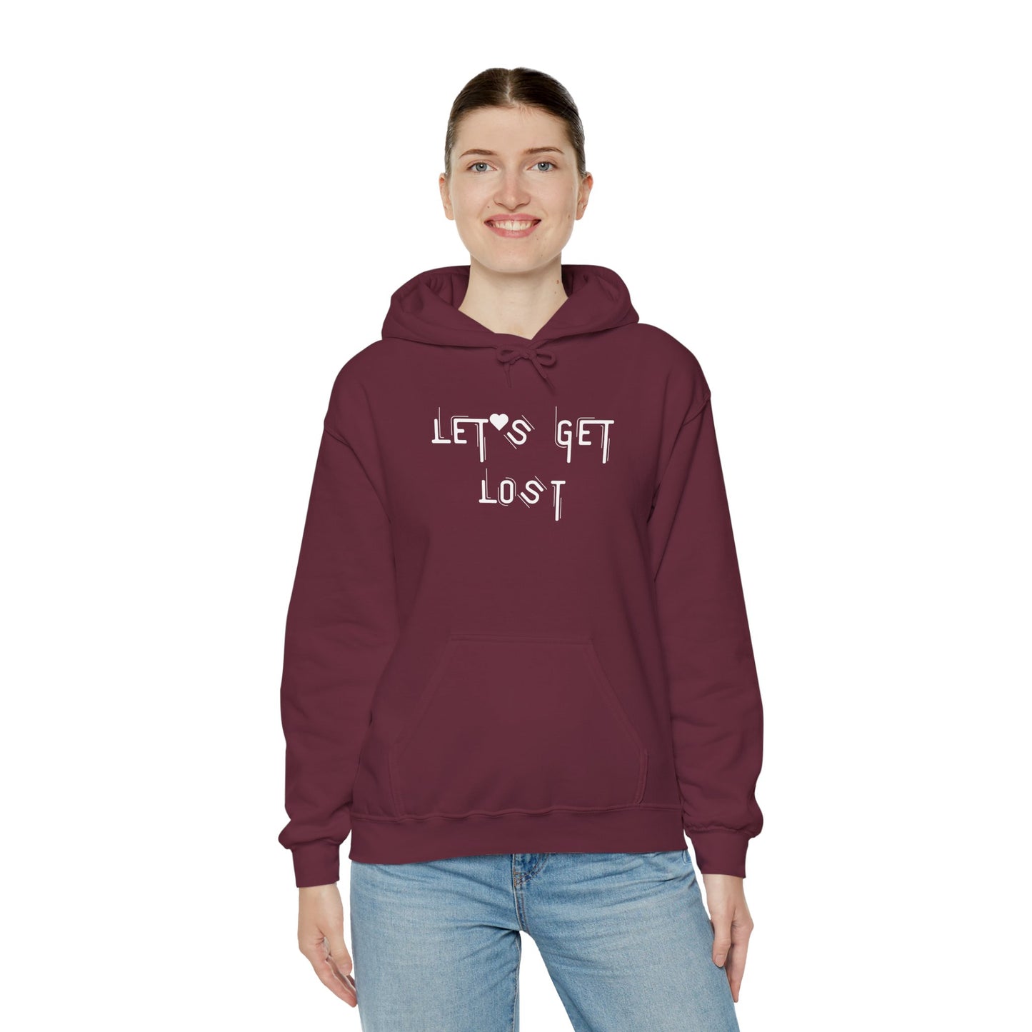 Let's Get Lost Hoodie, Embroidered Unisex Heavy Blend Sweatshirt for Adventurers, Cozy Casual Wear, Travel Gift, Unique Outdoor Apparel