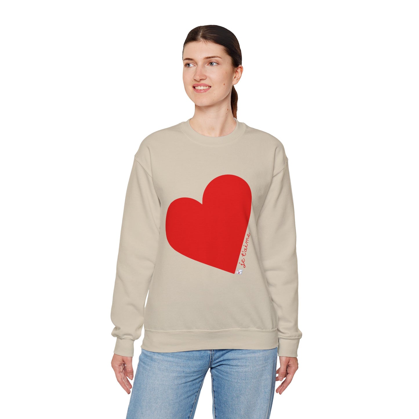 ❤️ Je T’aime Heart Sweater – Romantic French Love Graphic Cozy Crewneck
