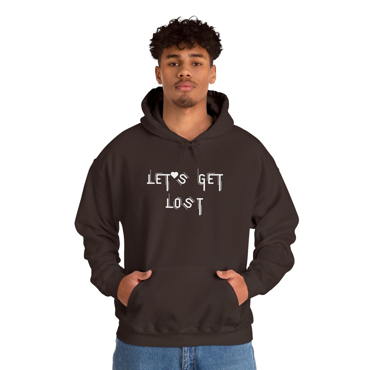 Let's Get Lost Hoodie, Embroidered Unisex Heavy Blend Sweatshirt for Adventurers, Cozy Casual Wear, Travel Gift, Unique Outdoor Apparel