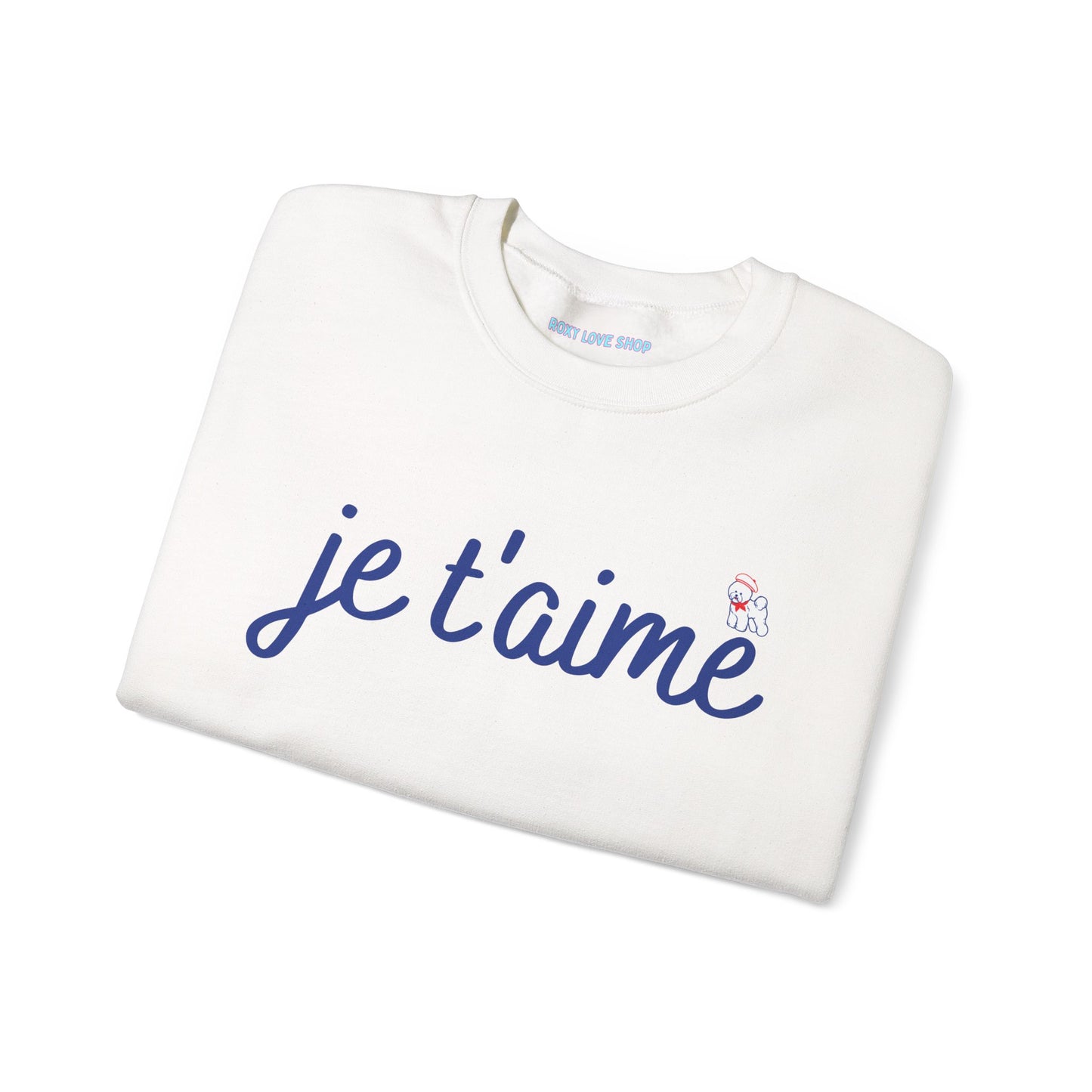Je t’aime Crewneck Sweatshirt, Cozy Gift for Her, Perfect for Valentine's Day, Casual Wear, Relaxed Style, Love